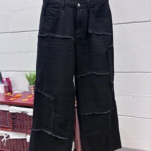 SHEIN Black Wide Leg Jeans